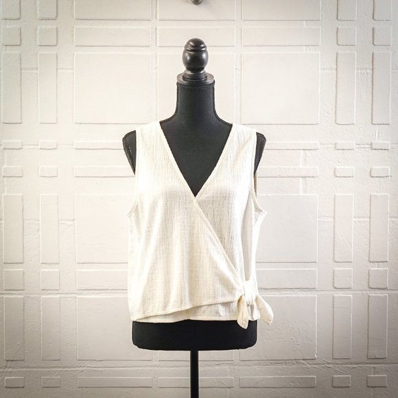 Madewell Texture & Thread Sleeveless Wrap Top, Large - Picture 1 of 4